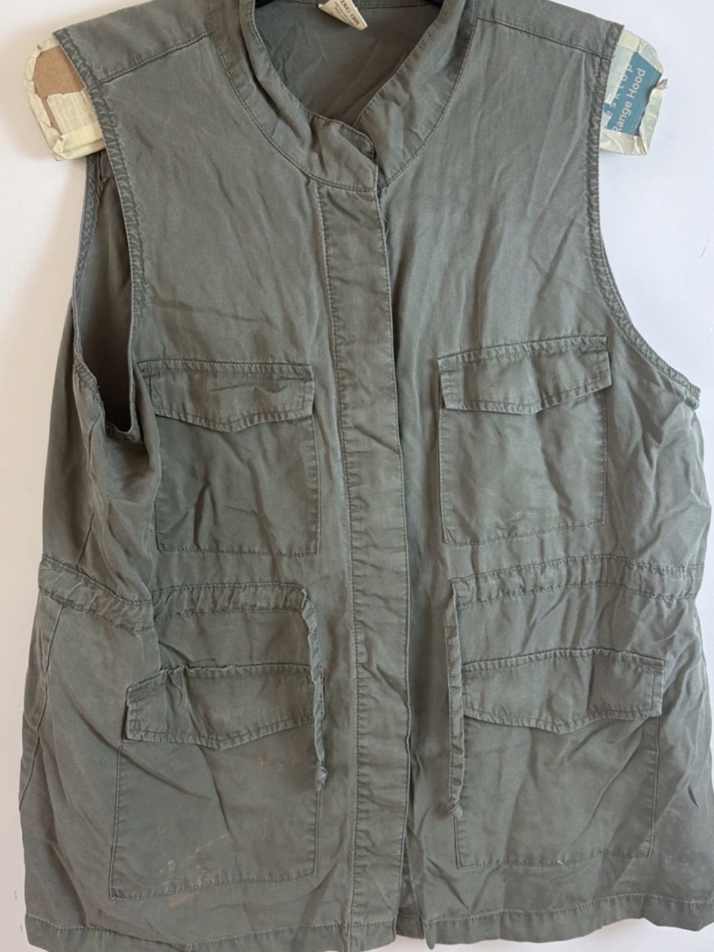 Faded Glory Women's Olive Green Utility Cargo Vest Lyocell Size XXL 20